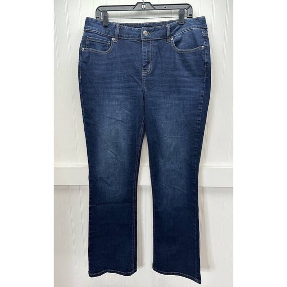Maurices Midrise Bootcut Jeans Womens 14 Regular Stretch Blue Denim Dark Wash - Picture 1 of 12